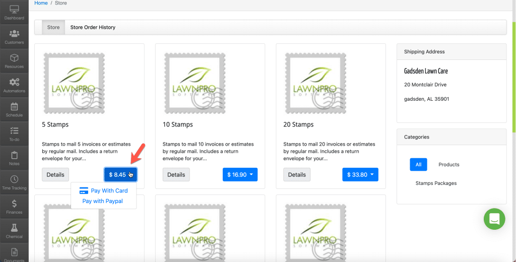 How to Buy Stamps LawnPro Software Help