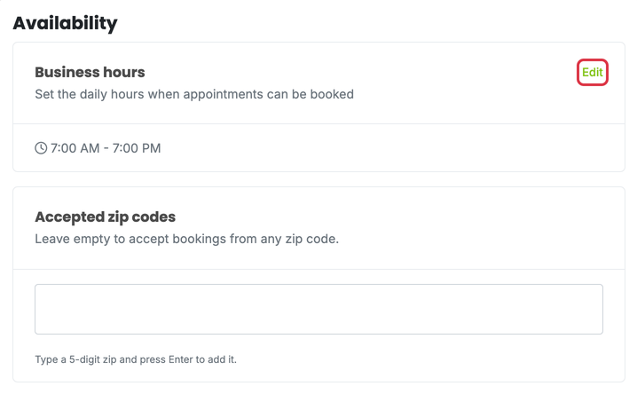 Online Booking: booking availability hours