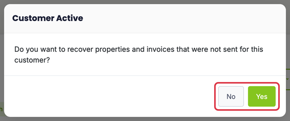 Change Customer Status: customers status active popup