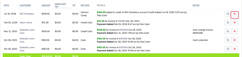Editing a Paid Invoice: edit paid remove