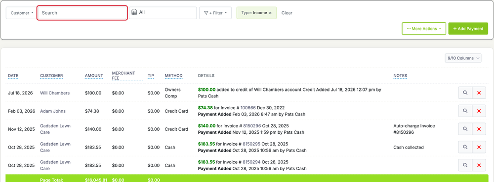 Editing a Paid Invoice: edit paid search