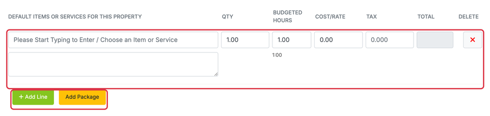 Add a Property for a Customer: properties add default services