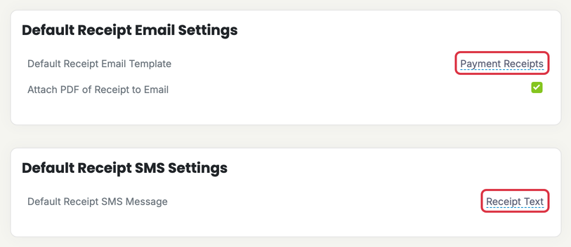 Receipts: default template