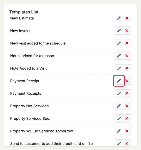 Receipts: email templates