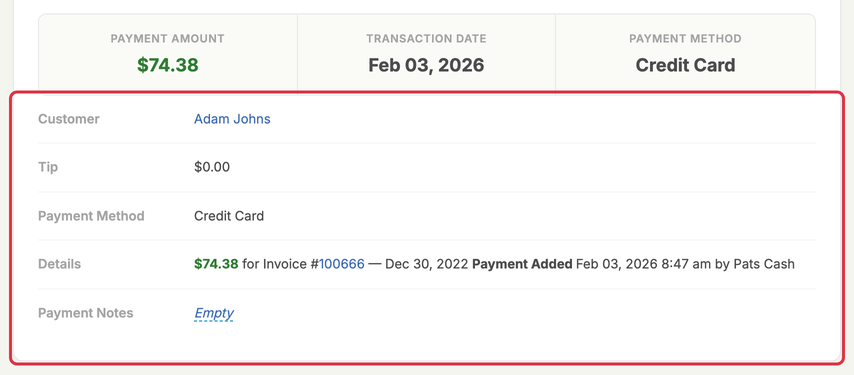 Receipts: view details