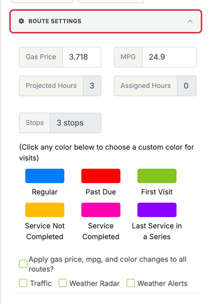 Stop and Start Locations for Routes: routing settings startend link