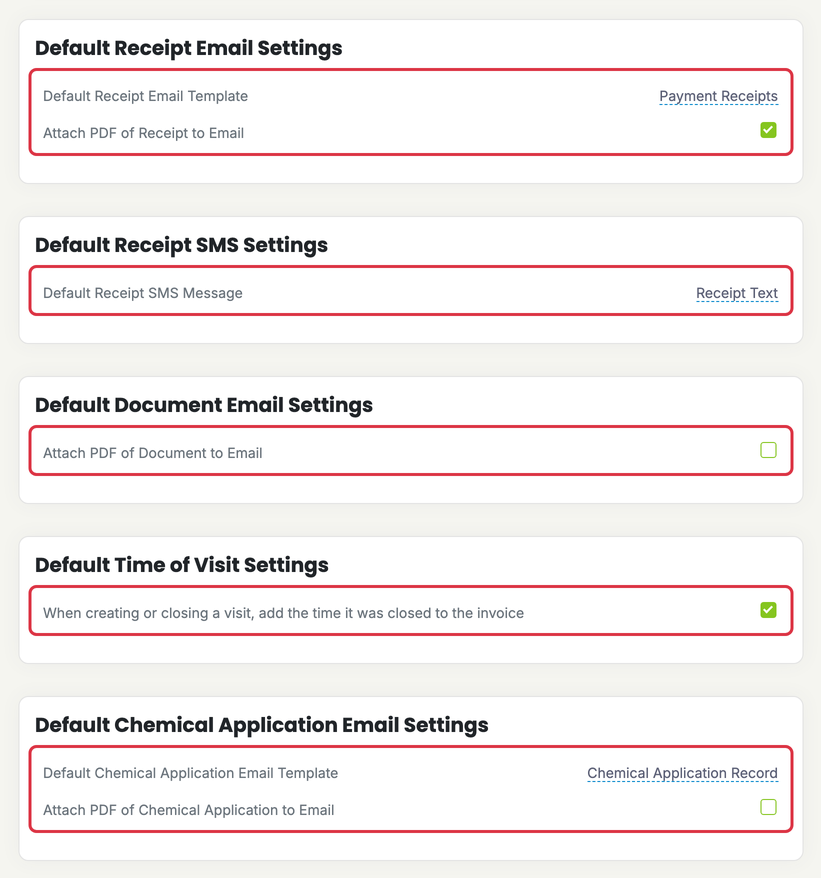 Invoices, Estimates & Receipts Settings: settings inv receipt document chem