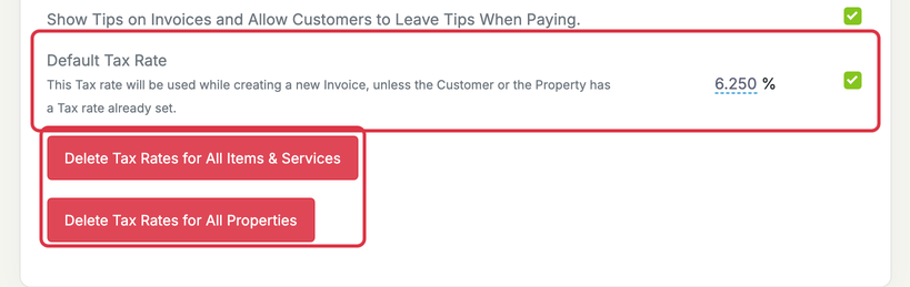 Invoices, Estimates & Receipts Settings: settings inv tax rate