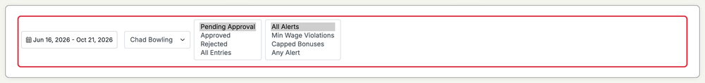 Approve Tracked Time: time approve filters