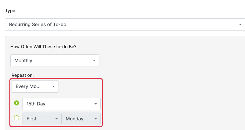To-do’s: todos recurring monthly