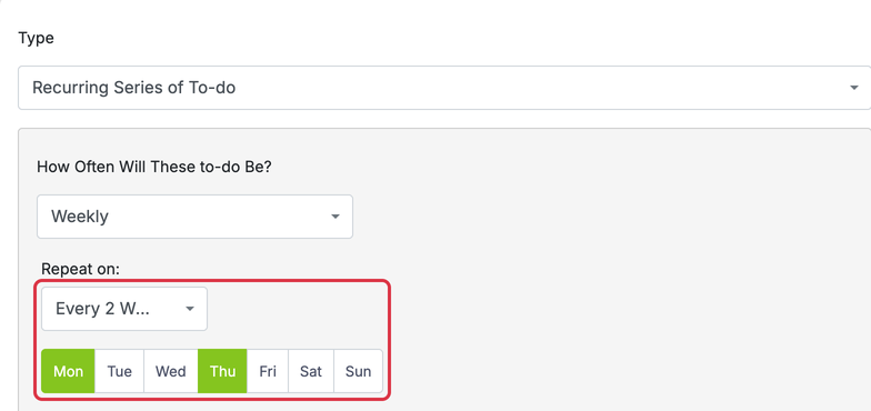 To-do’s: todos recurring weekly