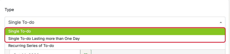 To-do’s: todos type menu